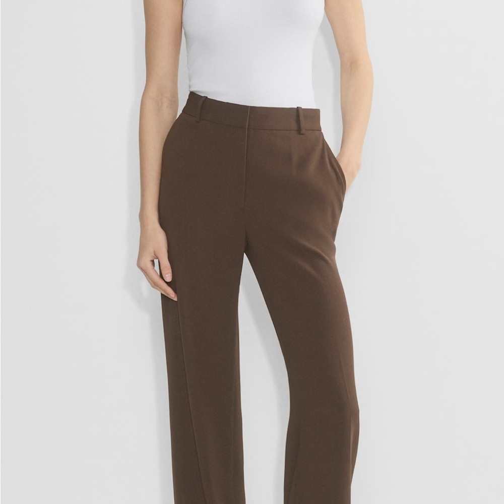 Aritzia Brown High-Rise Straight Trousers